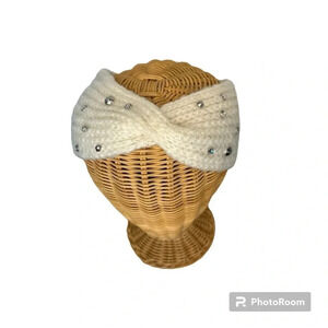 Old Navy Ivory Studded Rhinestone Knit Headband